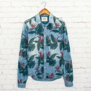 Scotch & Soda Men's Floral Chambray Button up Shirt Long Sleeve Size Small